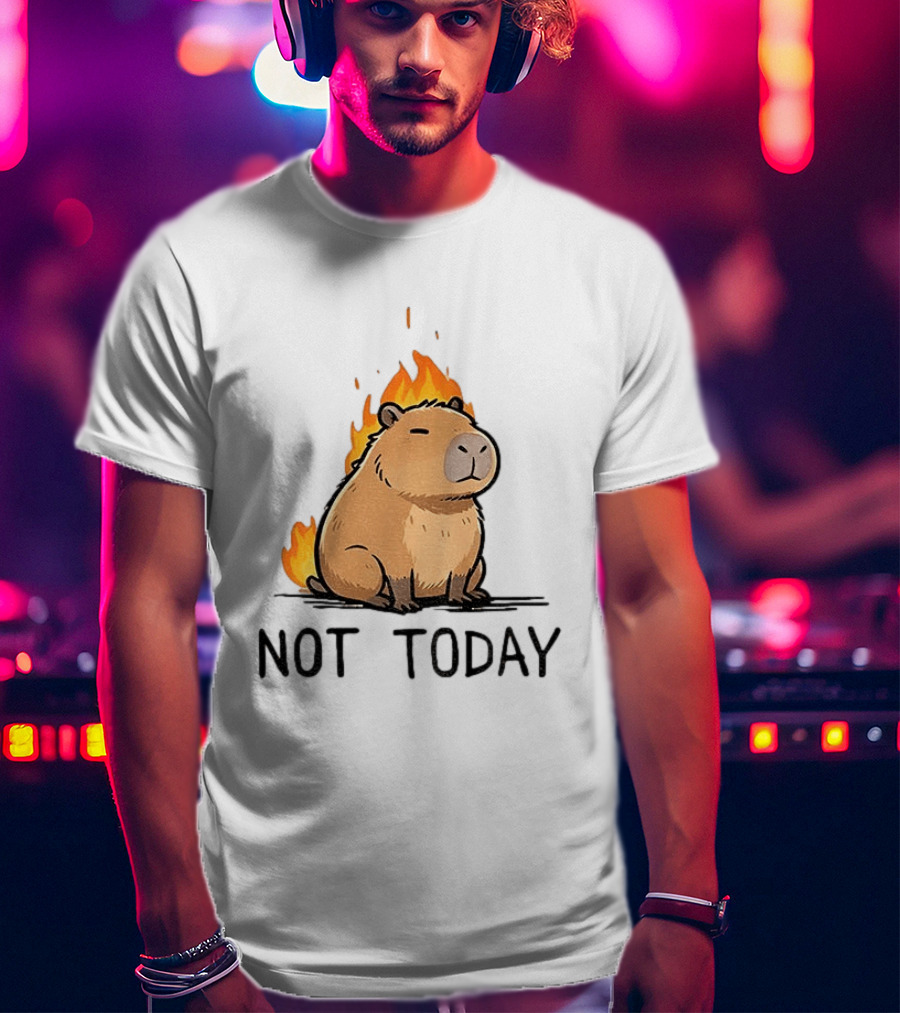 Capybara On Fire Not Today Calm Meme T-Shirt