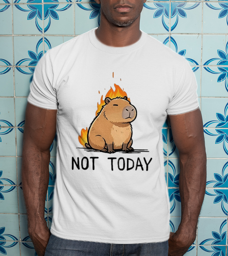 Capybara On Fire Not Today Calm Meme T-Shirt