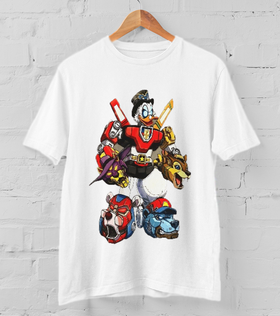Cartoon Duck Mecha Robot Animal Armor Combination With Animal Heads T-Shirt