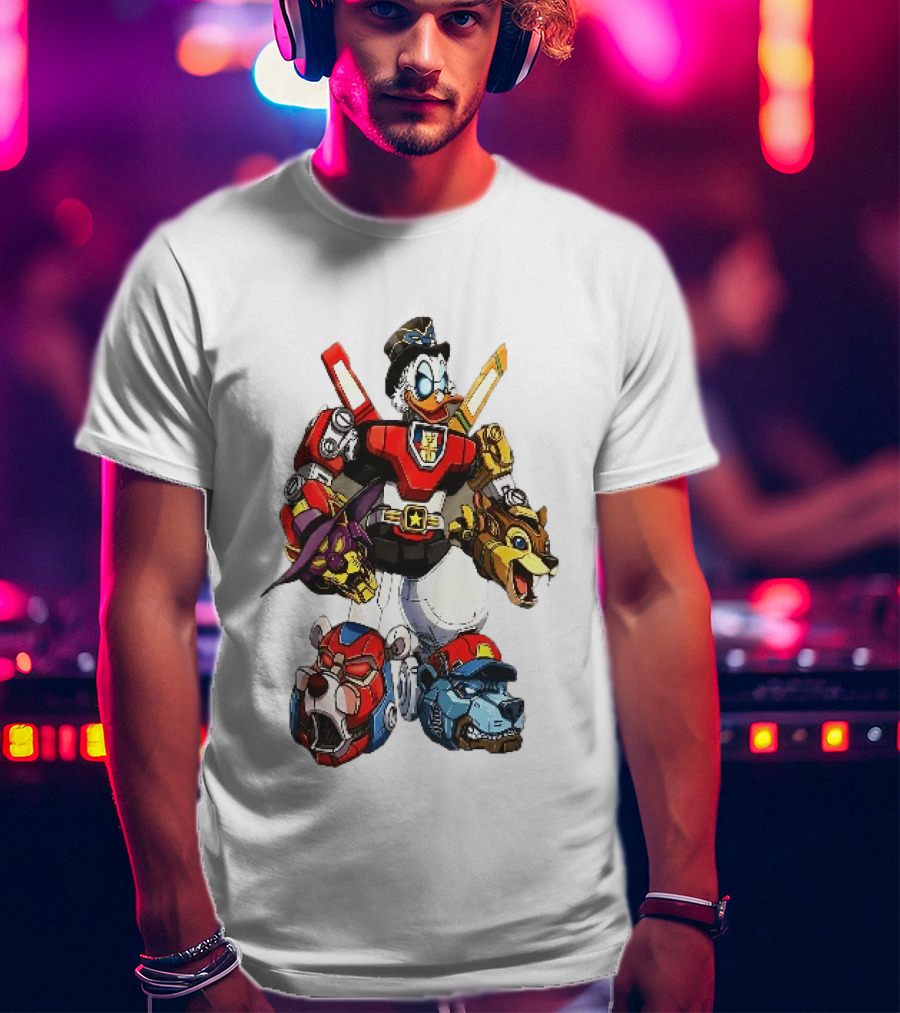 Cartoon Duck Mecha Robot Animal Armor Combination With Animal Heads T-Shirt