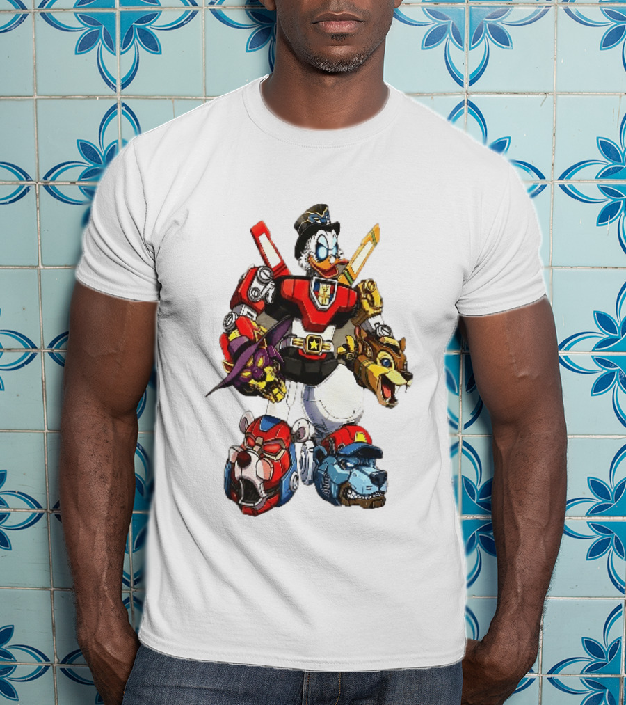 Cartoon Duck Mecha Robot Animal Armor Combination With Animal Heads T-Shirt