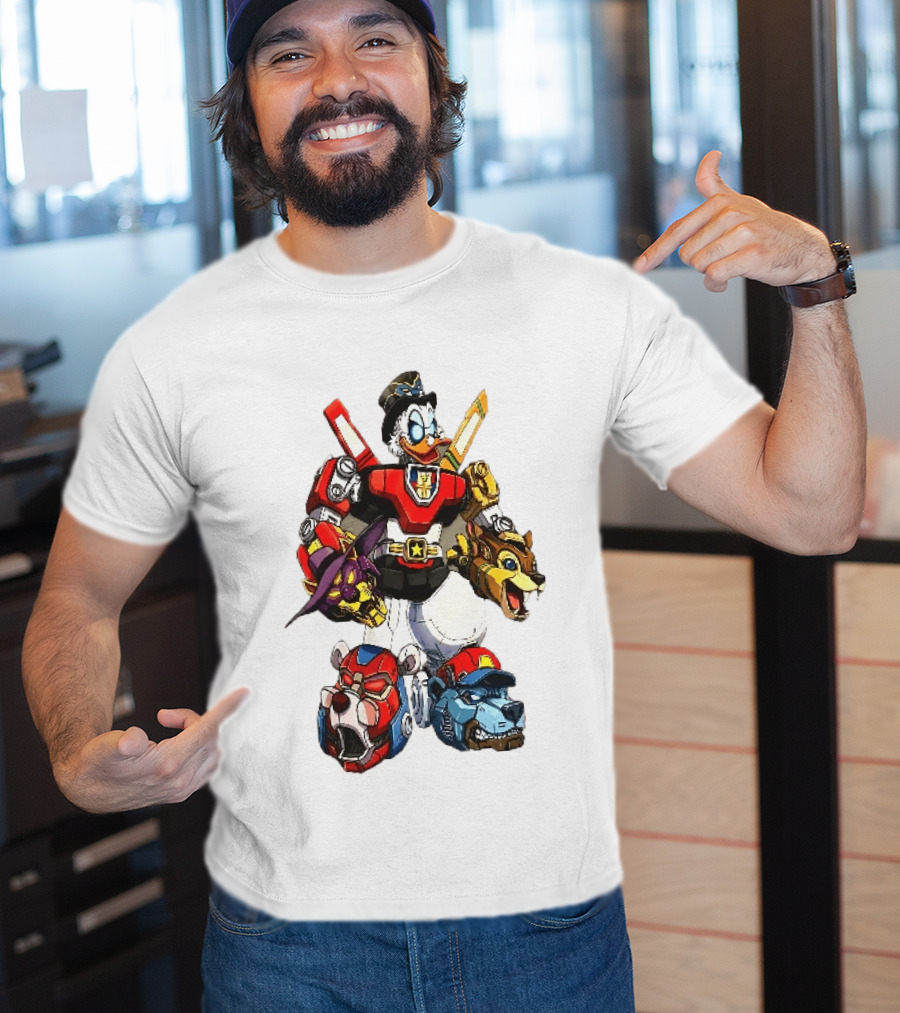Cartoon Duck Mecha Robot Animal Armor Combination With Animal Heads T-Shirt