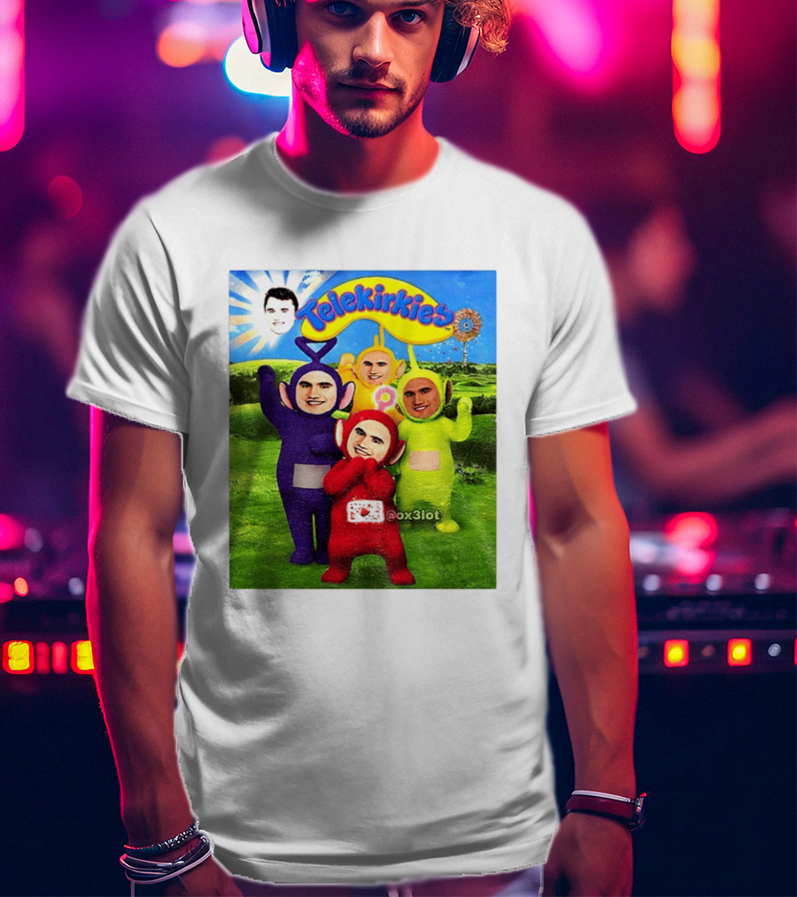 Charlie Kirk Telekirkies Meme Teletubbies Parody Face Swap T-Shirt