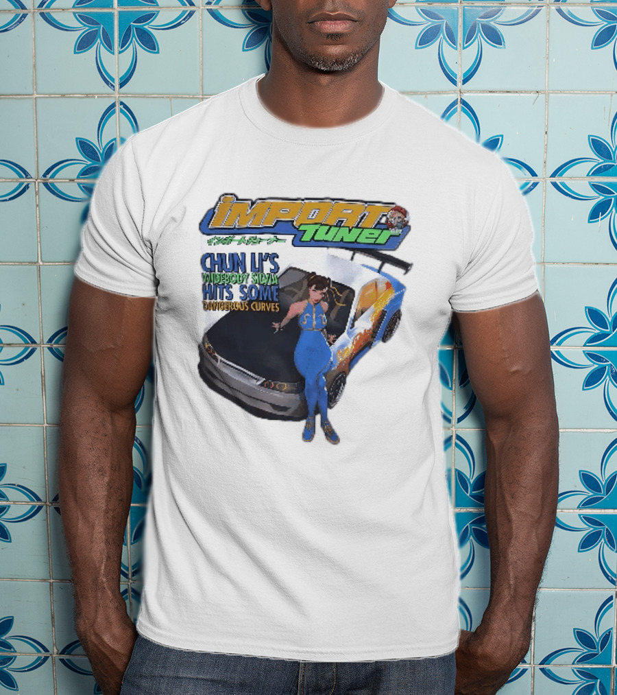 Import Tuner Chun Li's Widebody Silvia Hits Some Dangerous Curves Auto Racing Anime T-Shirt