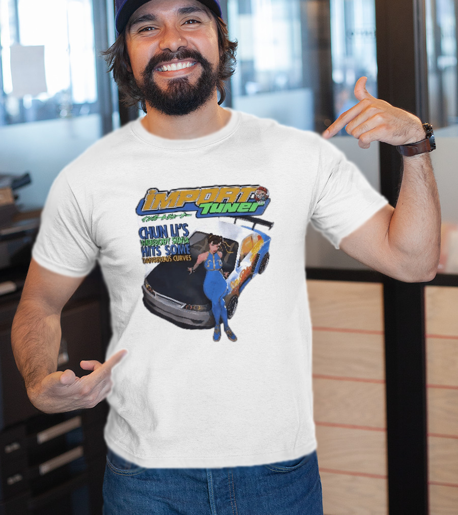 Import Tuner Chun Li's Widebody Silvia Hits Some Dangerous Curves Auto Racing Anime T-Shirt