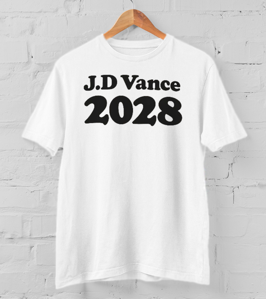 J D Vance 2028 Bold Black Chunky Serif Lettering T-Shirt