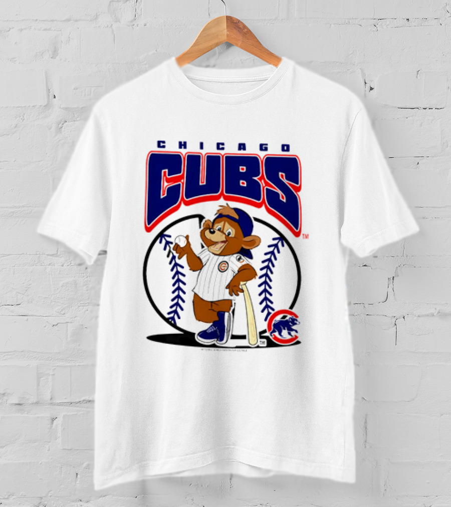 Chicago Cubs MLB 2026 Mania Bear Character Baseball Bat T-Shirt