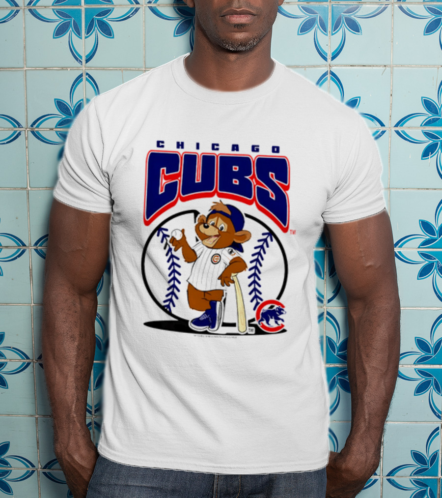 Chicago Cubs MLB 2026 Mania Bear Character Baseball Bat T-Shirt