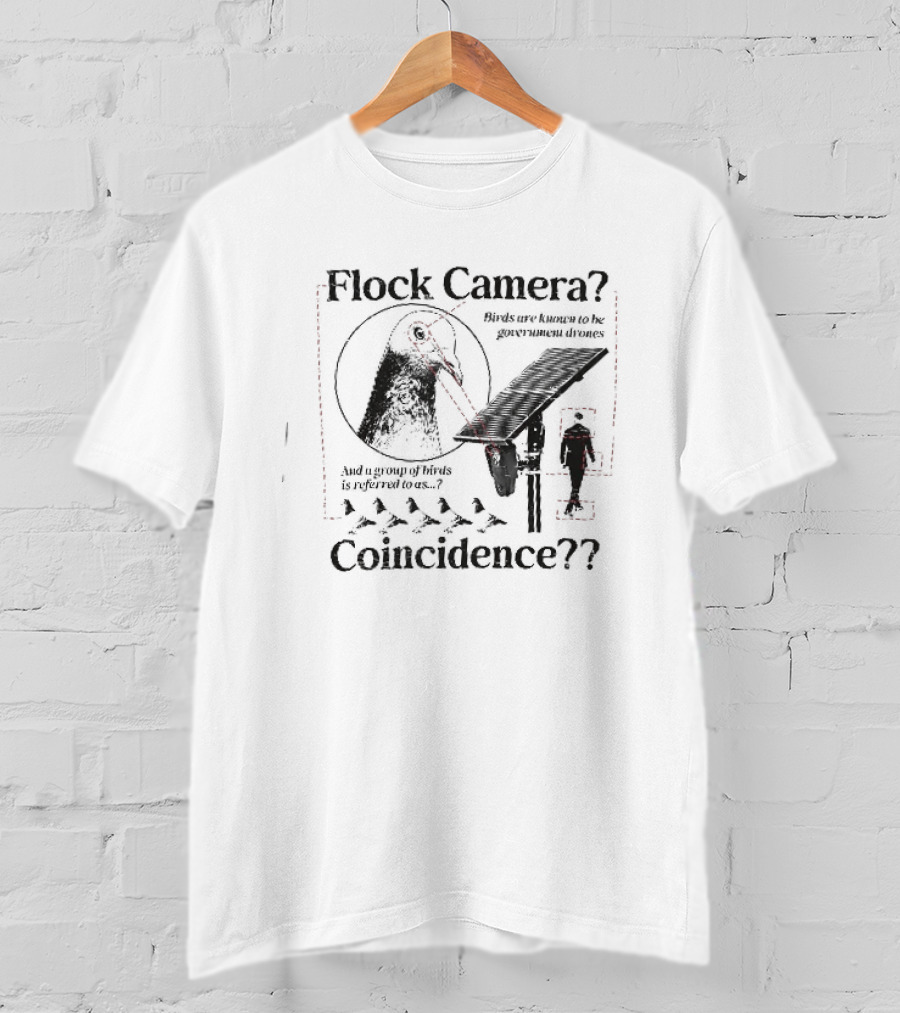 Flock Camera Birds Are Known To Be Government Drones Coincidence Pigeon Surveillance Theory T-Shirt