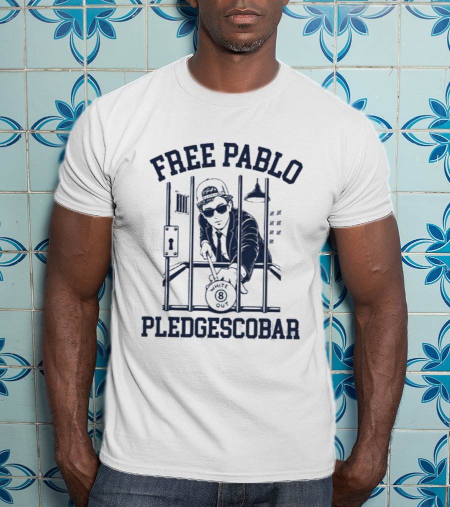 Free Pablo Pledgescobar Jail Break White Out T-Shirt