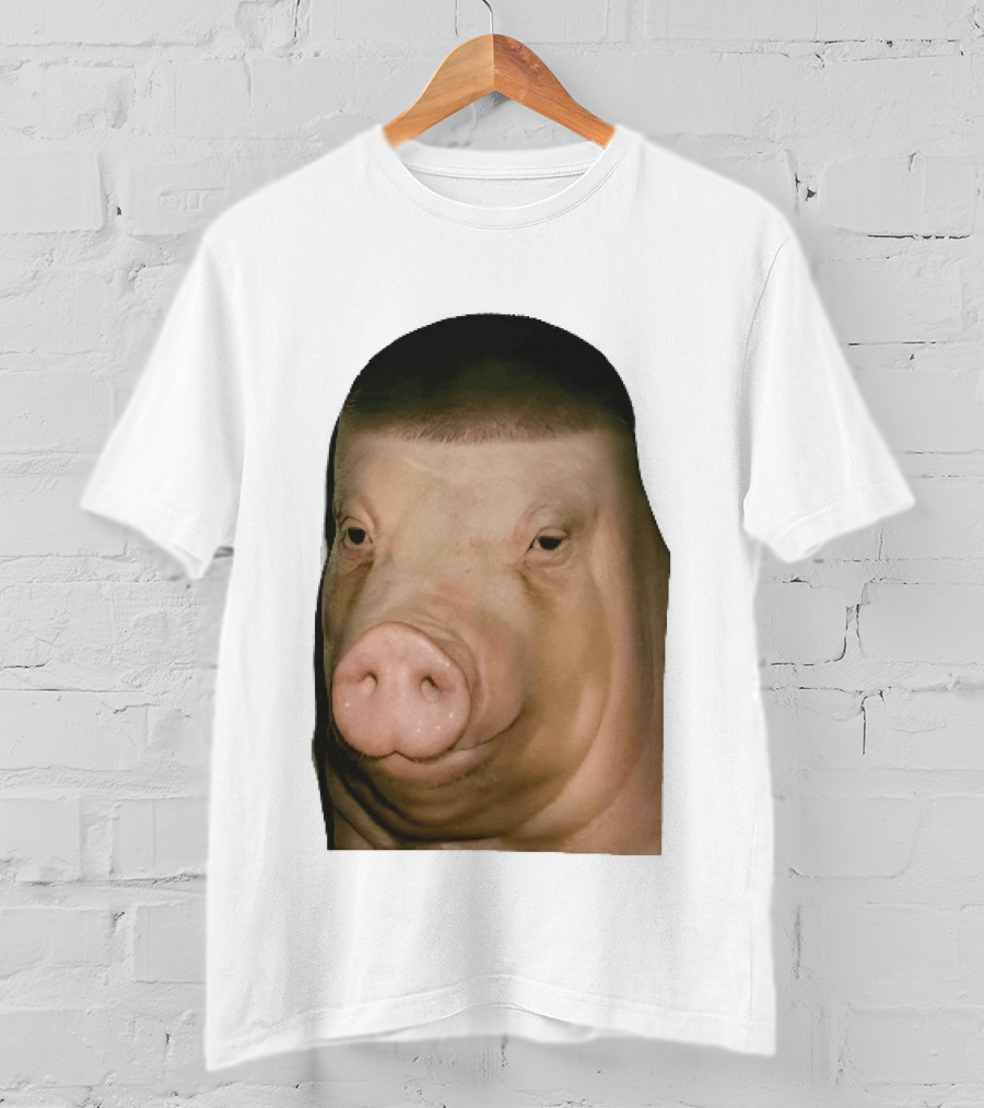 Photorealistic Close Up Pig Face Edgar Haircut Cutout T-Shirt