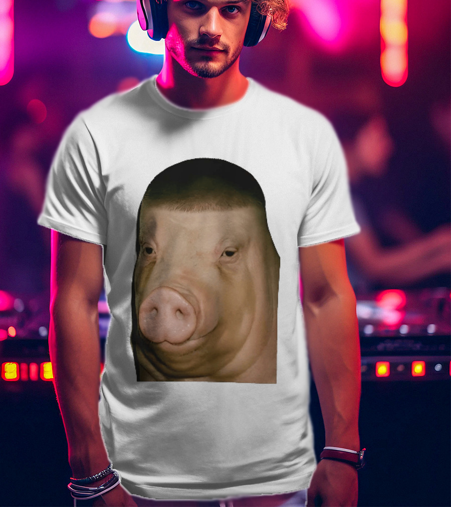 Photorealistic Close Up Pig Face Edgar Haircut Cutout T-Shirt