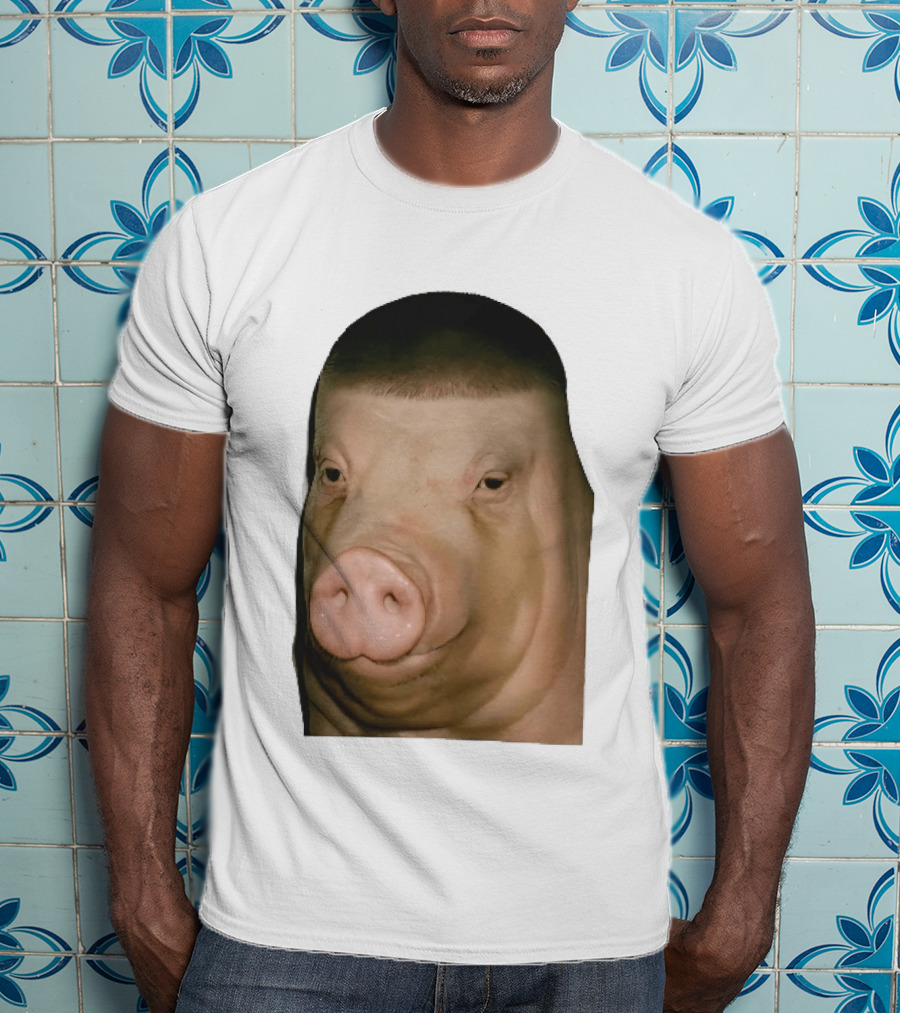 Photorealistic Close Up Pig Face Edgar Haircut Cutout T-Shirt