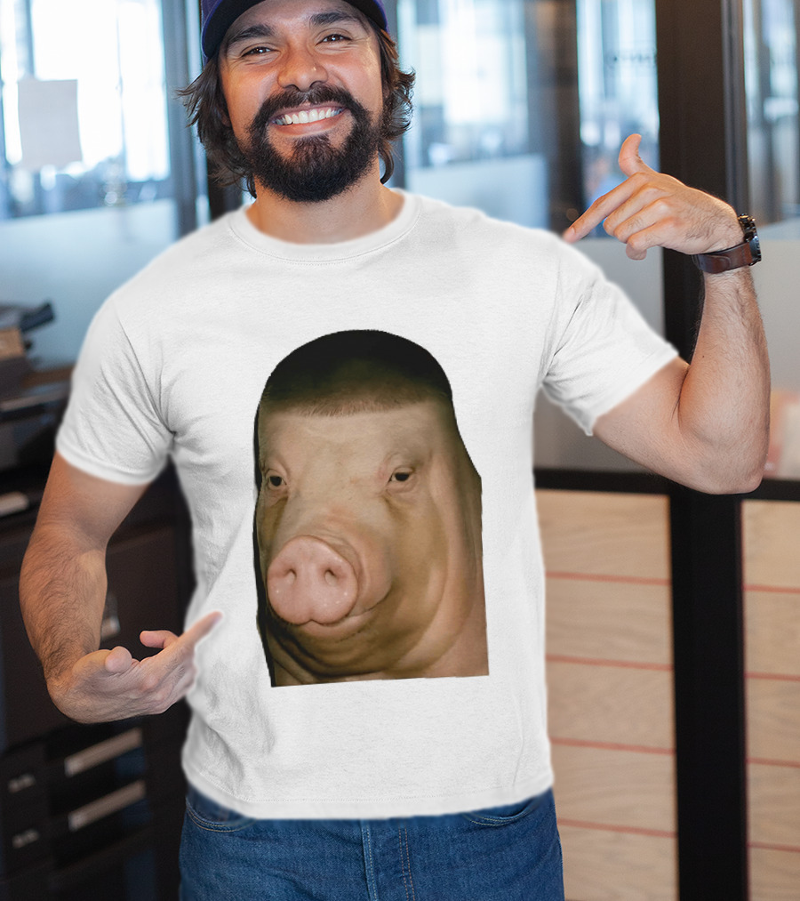 Photorealistic Close Up Pig Face Edgar Haircut Cutout T-Shirt