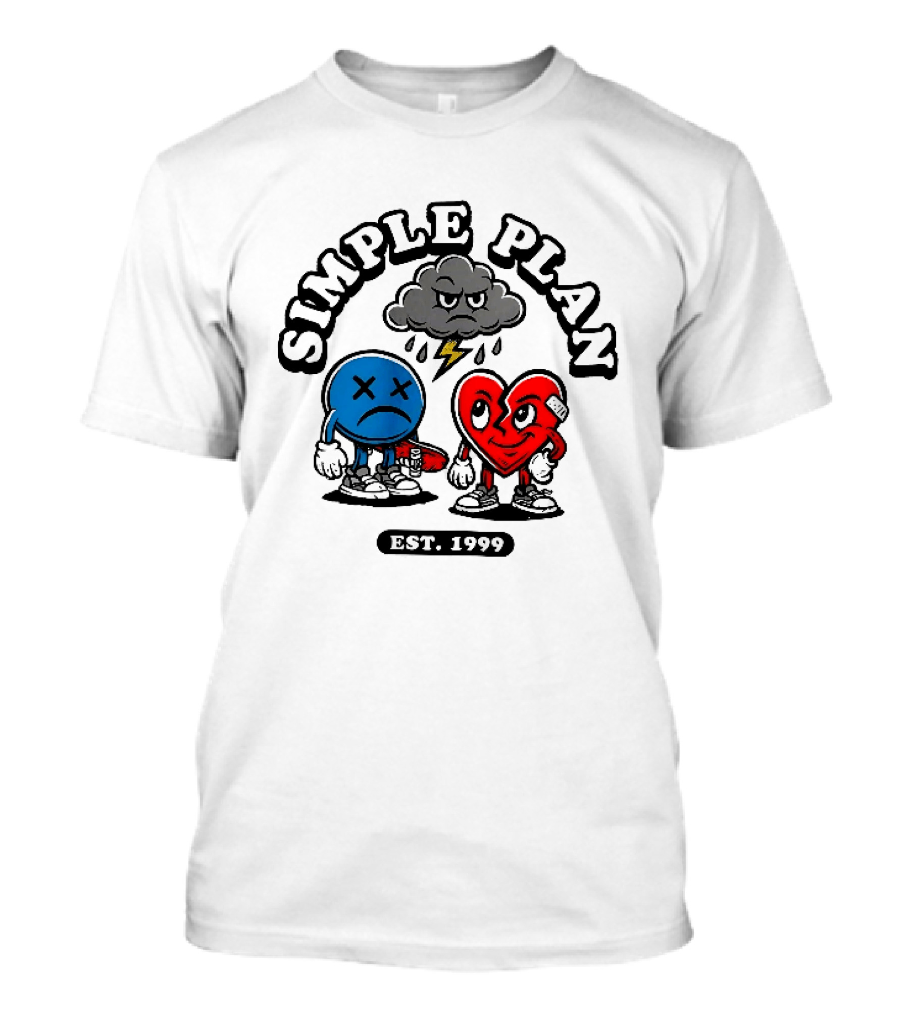 Simple Plan Est 1999 Sad Face Broken Heart Storm Cloud T-Shirt