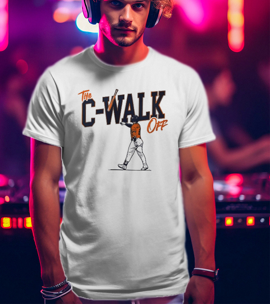 C Walk Off Baseball Player Batter Pointing Bat Toss Line T-Shirt