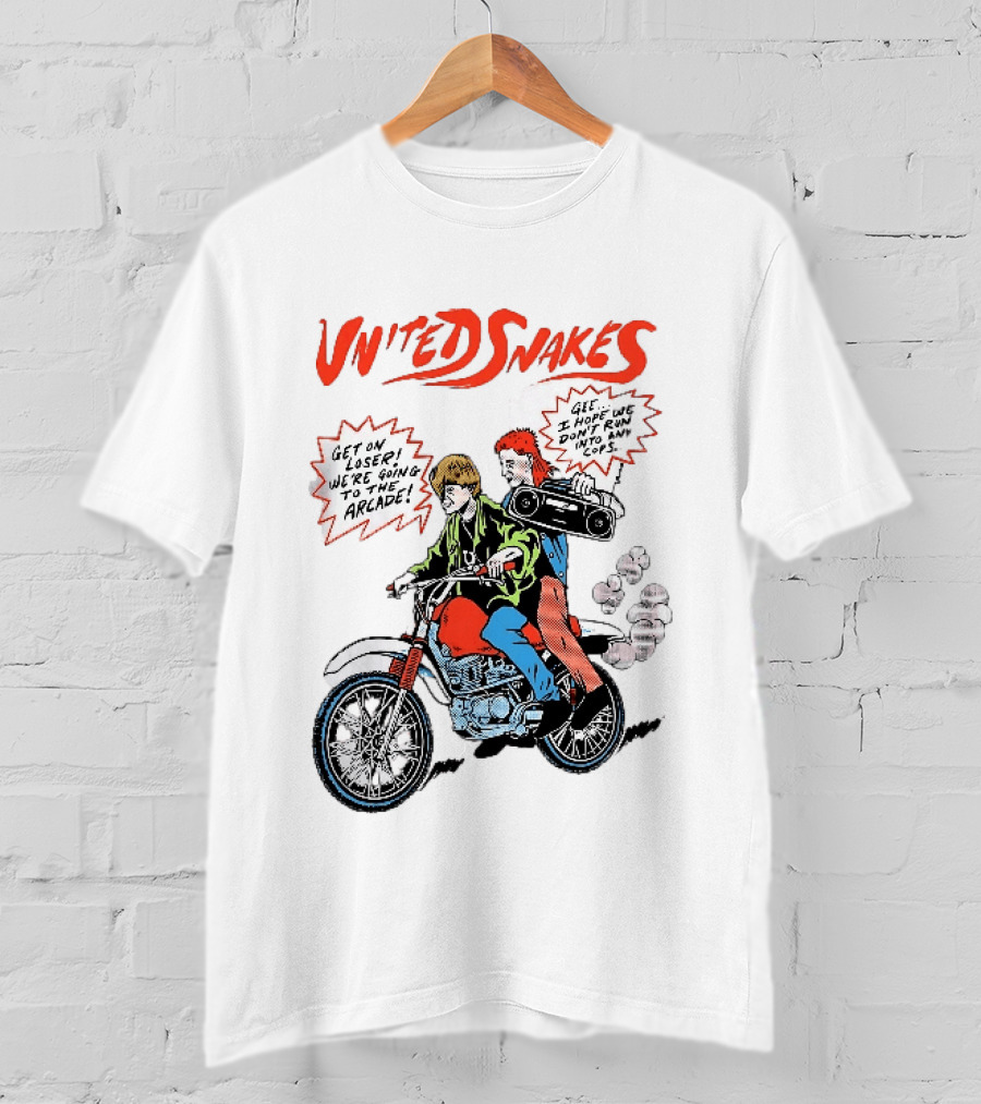 United Snakes Get On Loser We're Going To The Arcade Motorcycle Adventure T-Shirt