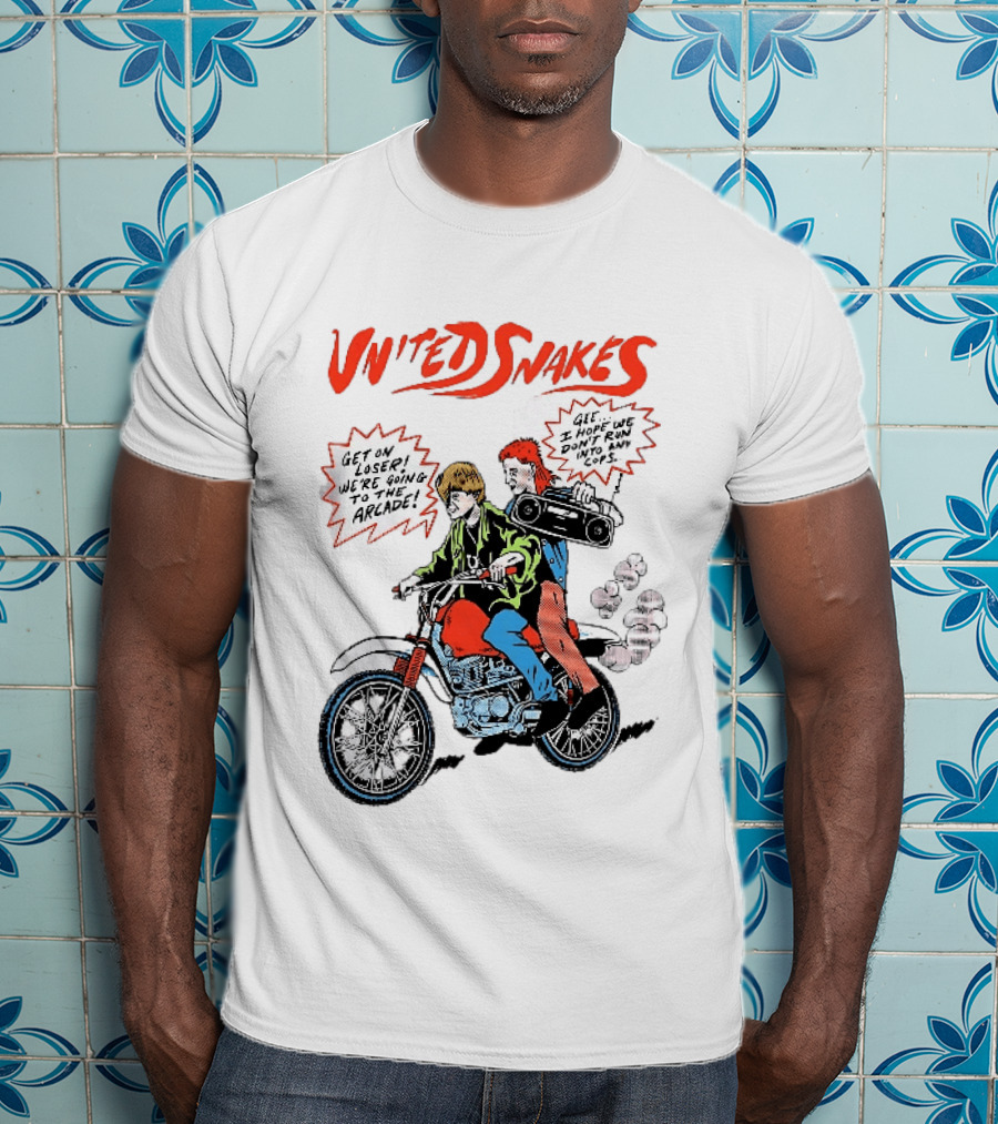 United Snakes Get On Loser We're Going To The Arcade Motorcycle Adventure T-Shirt
