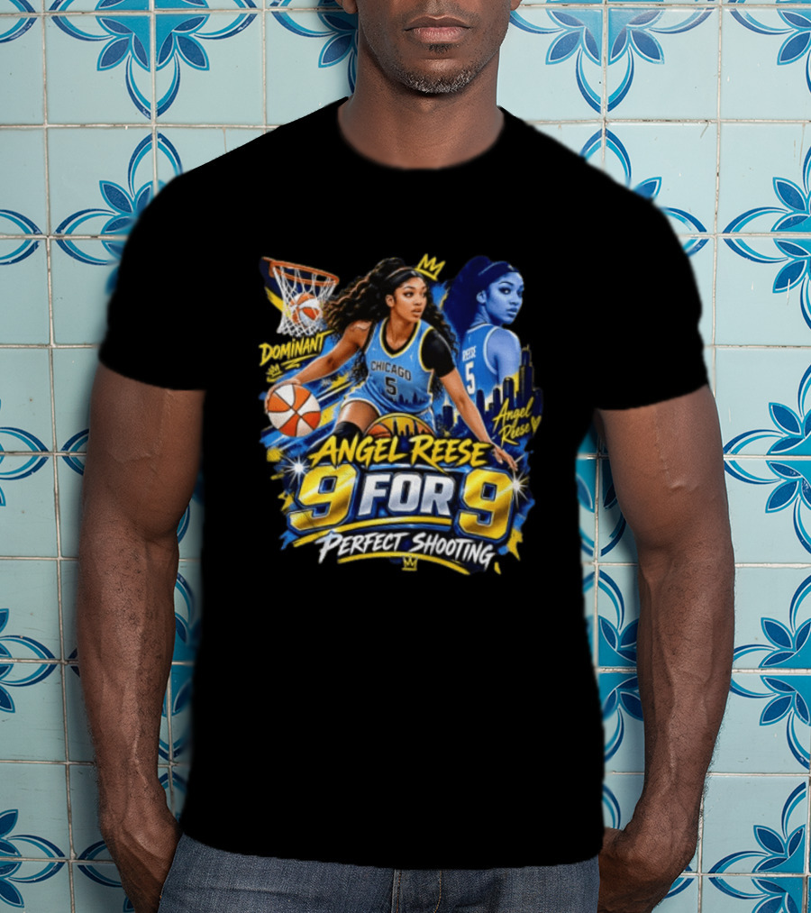 Angel Reese 9 For 9 Perfect Shooting Dominant Chicago Basketball T-Shirt
