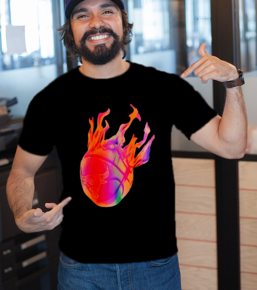 Chicago Bulls NBA Basketball Flaming Fireball NBA Fans Merchandise T-Shirt