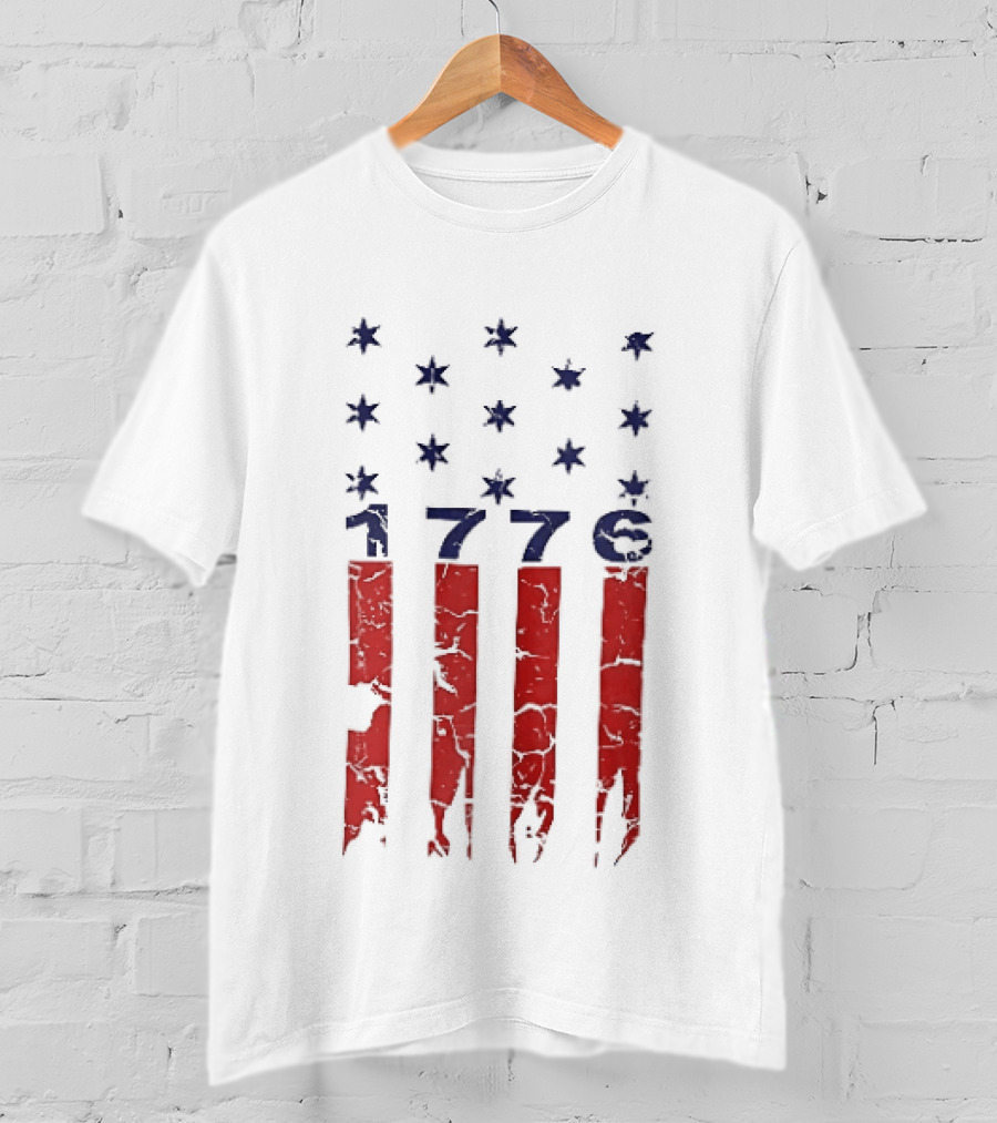 1776 Distressed American Flag Stars Stripes Patriotic T-Shirt