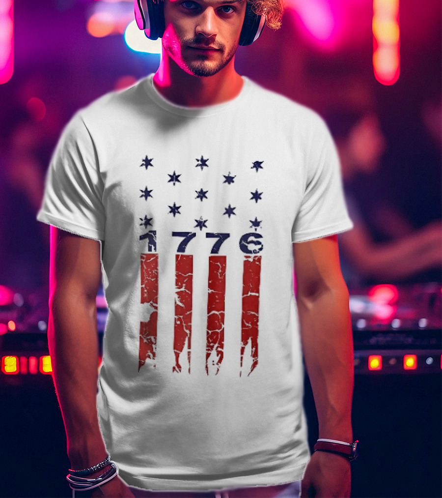1776 Distressed American Flag Stars Stripes Patriotic T-Shirt