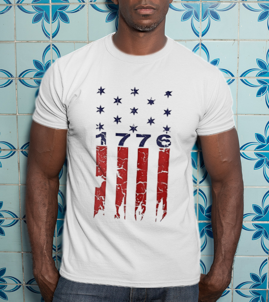 1776 Distressed American Flag Stars Stripes Patriotic T-Shirt