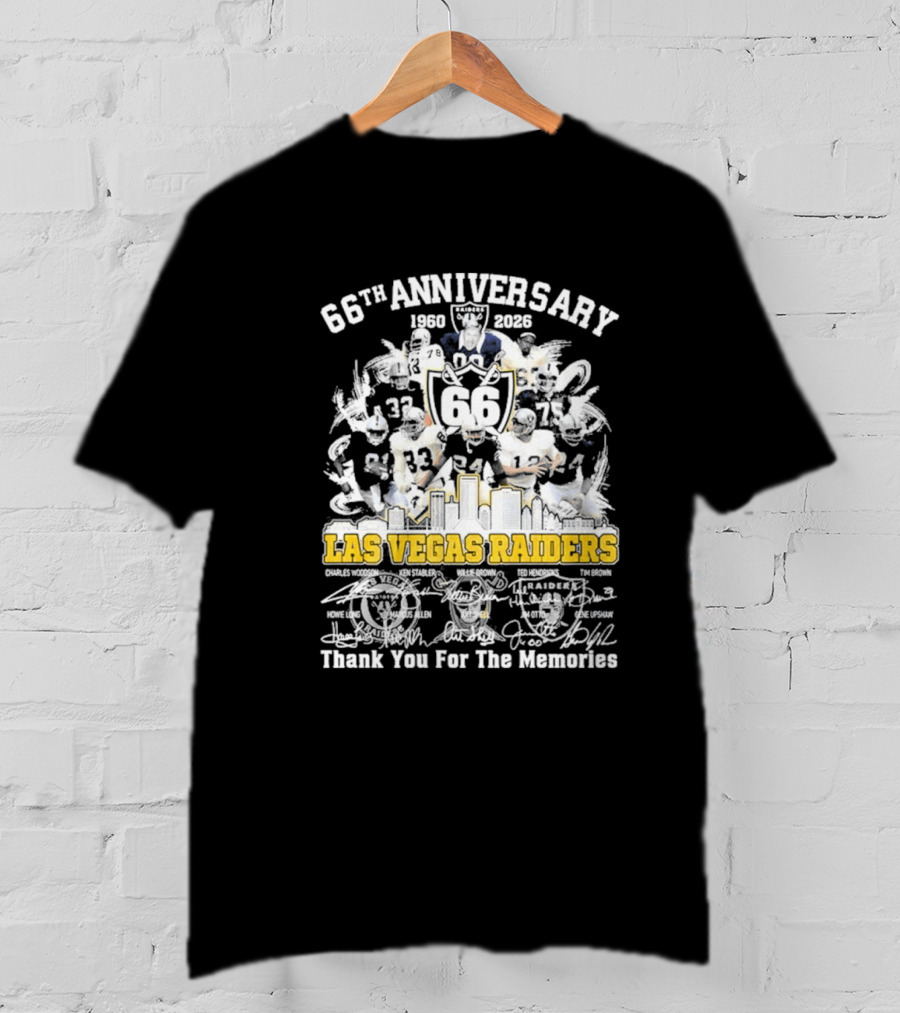 Las Vegas Raiders 66th Anniversary 1960 2026 Thank You For The Memories Celebration T-Shirt