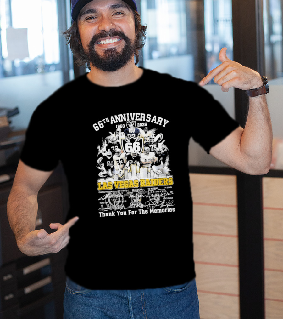 Las Vegas Raiders 66th Anniversary 1960 2026 Thank You For The Memories Celebration T-Shirt