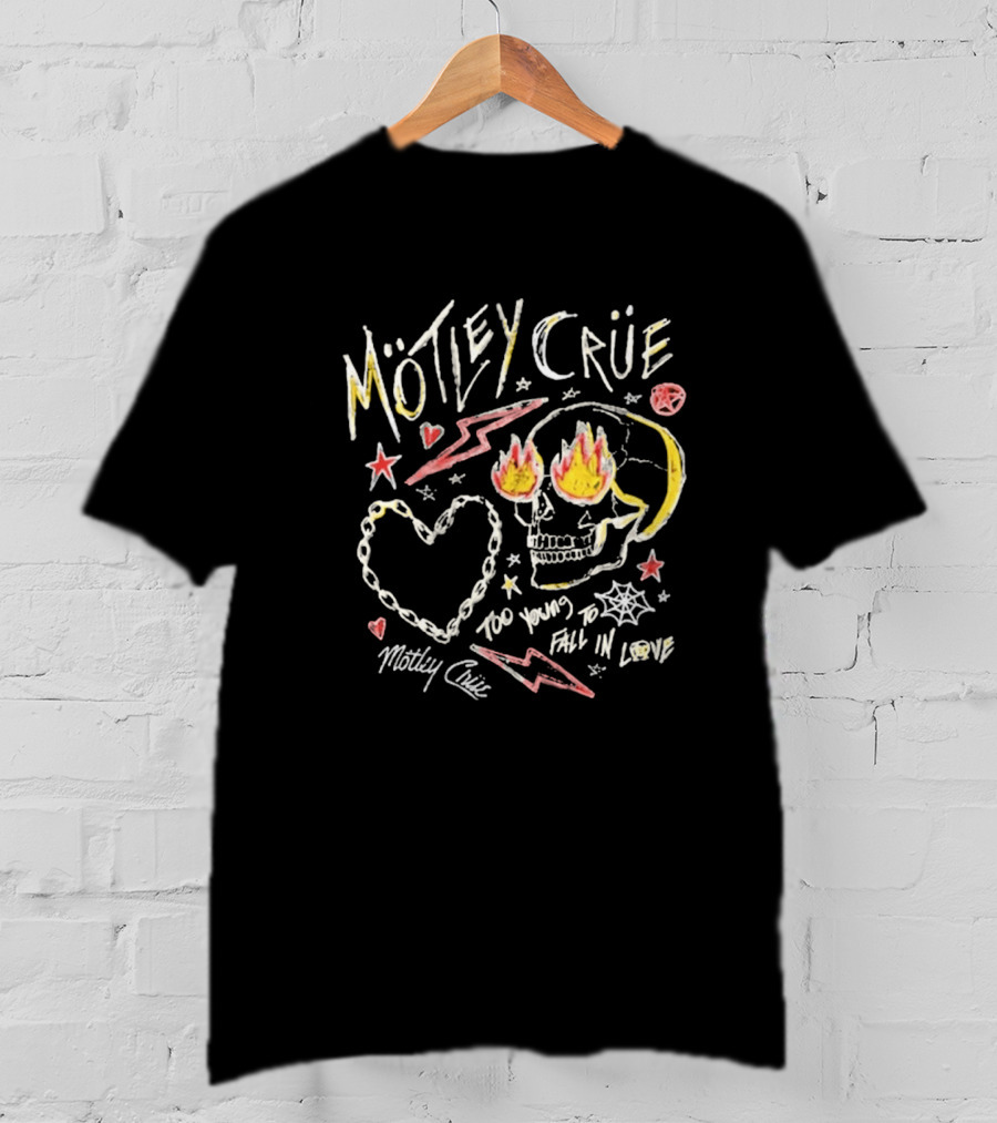 Mötley Crüe Skull Heart Lightning Too Young To Fall In Love Toddler 2026 T-Shirt