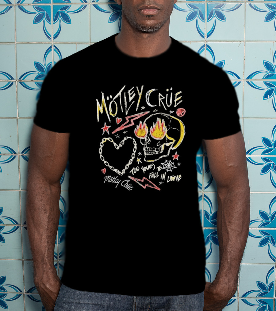 Mötley Crüe Skull Heart Lightning Too Young To Fall In Love Toddler 2026 T-Shirt