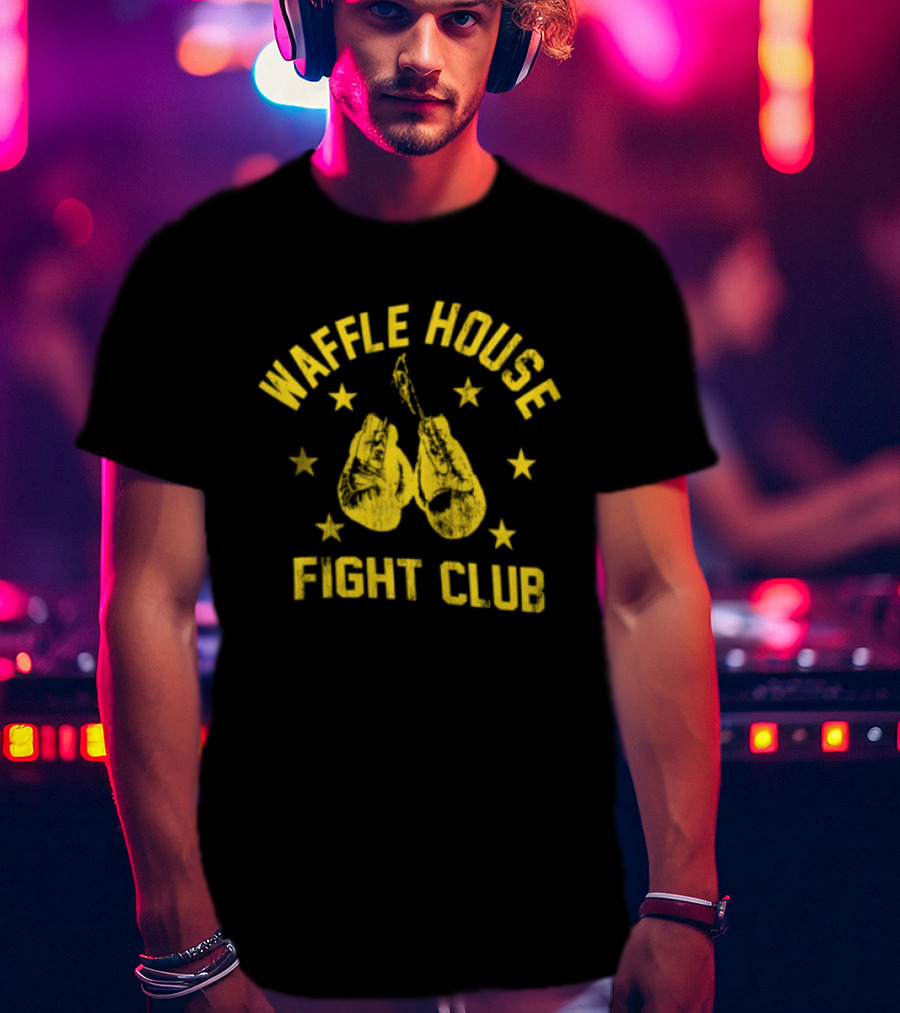 Waffle House Fight Club Boxing Gloves Stars T-Shirt