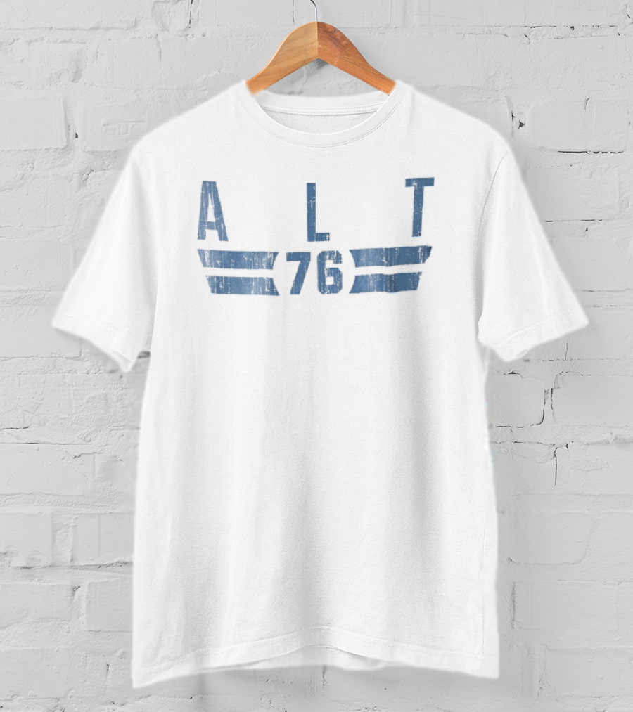 ALT 76 Distressed Blue Horizontal Bars T-Shirt