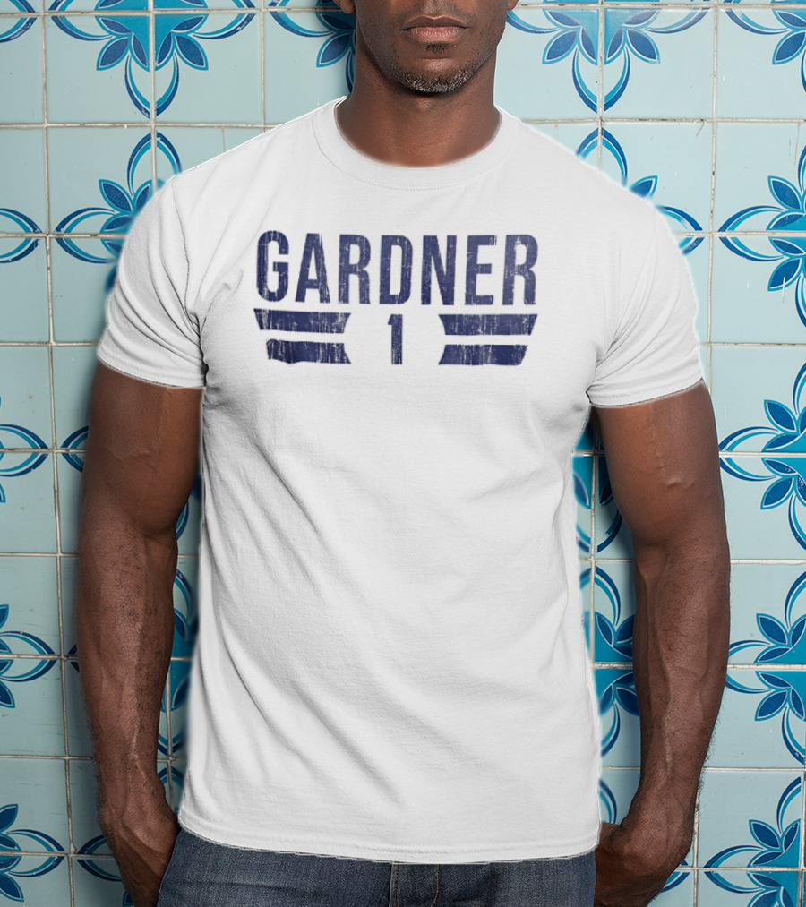 Gardner 1 Distressed Blue Block Horizontal Stripes T-Shirt