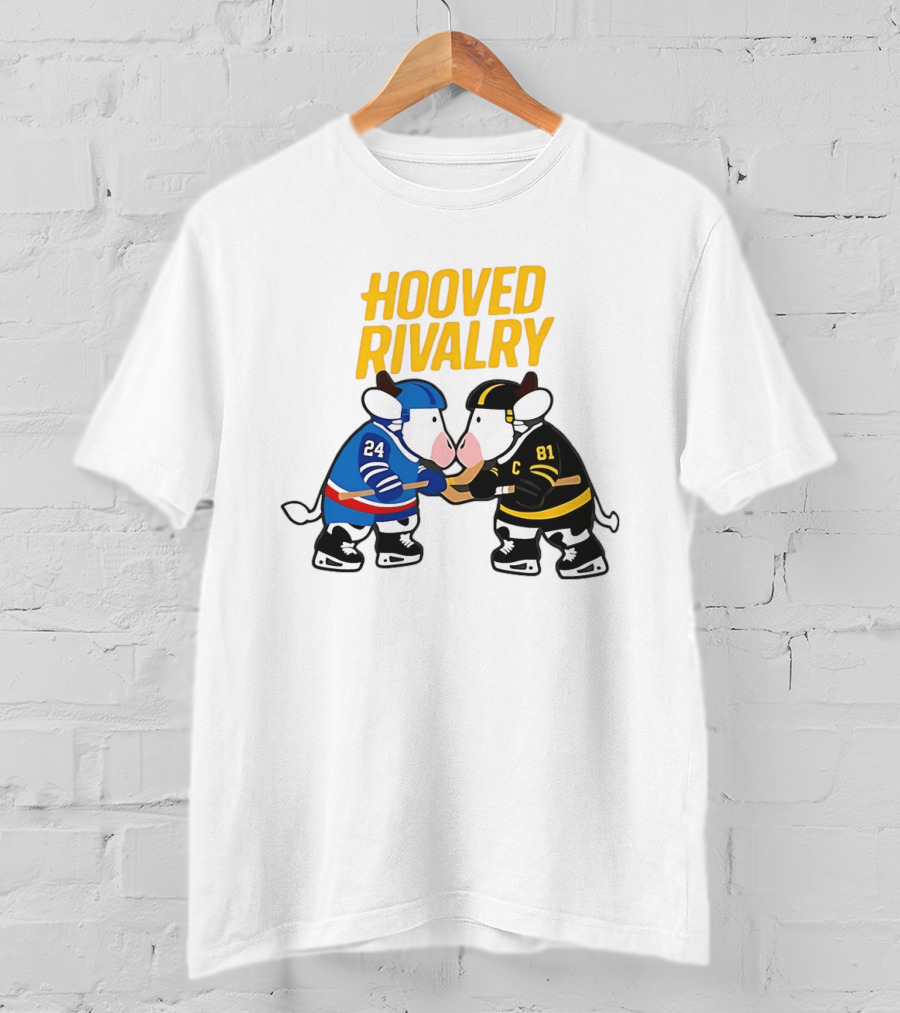 Hooved Rivalry Ilya Rozanov 24 Vs Shane Hollander 81 Hockey Faceoff T-Shirt