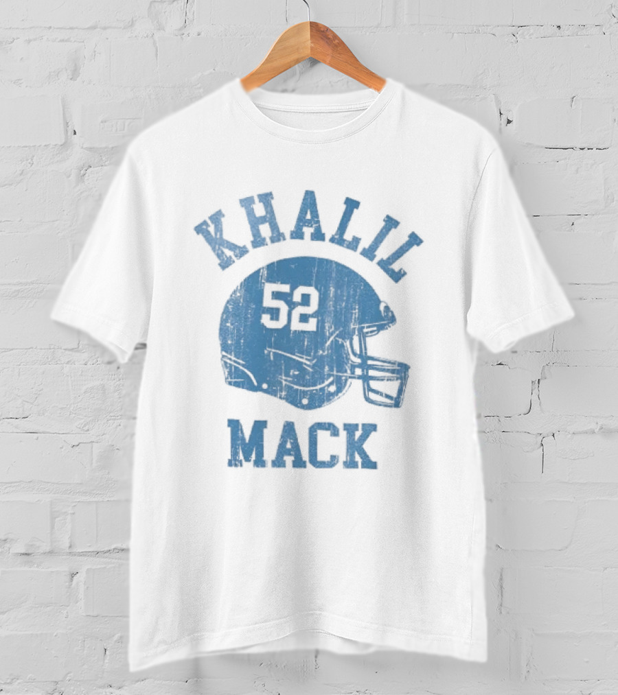 Khalil Mack 52 Distressed Powder Blue Football Helmet T-Shirt