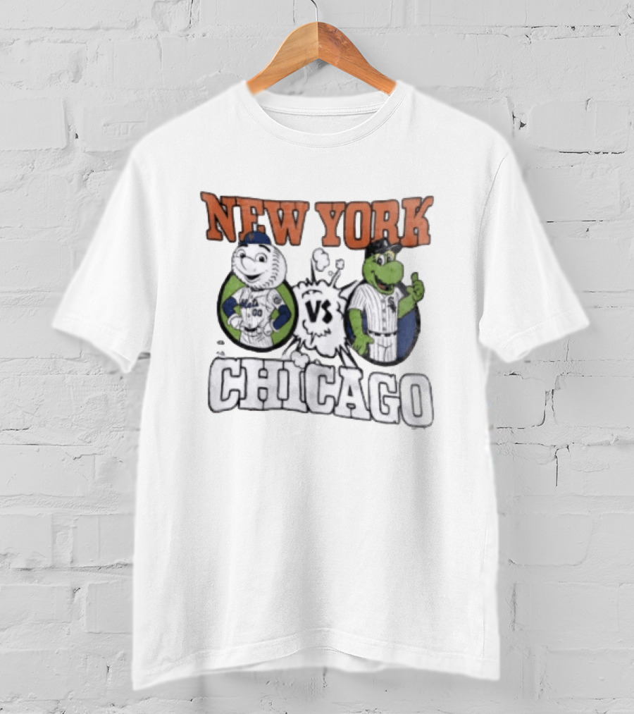New York Vs Chicago Mets White Sox Mascots Faceoff T-Shirt