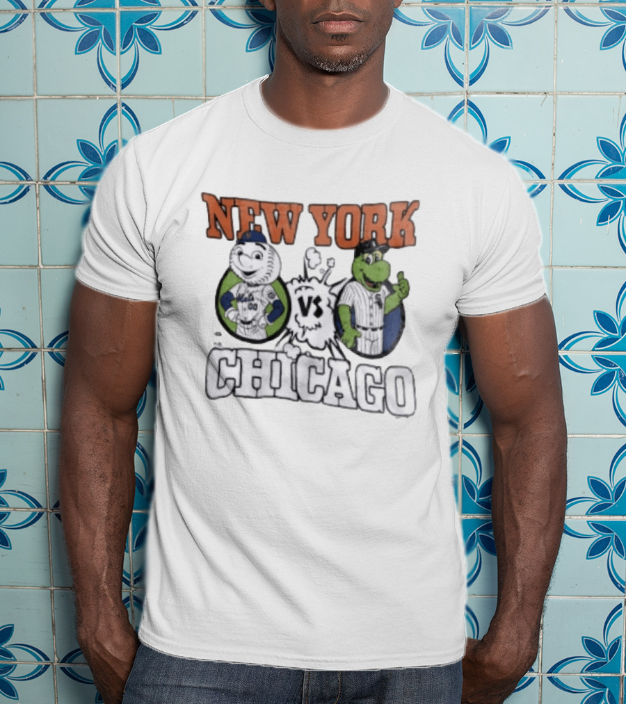 New York Vs Chicago Mets White Sox Mascots Faceoff T-Shirt