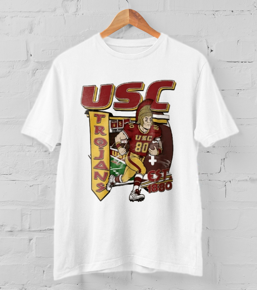 USC Trojans Football Player Cartoon Scoreboard Est 1880 T-Shirt