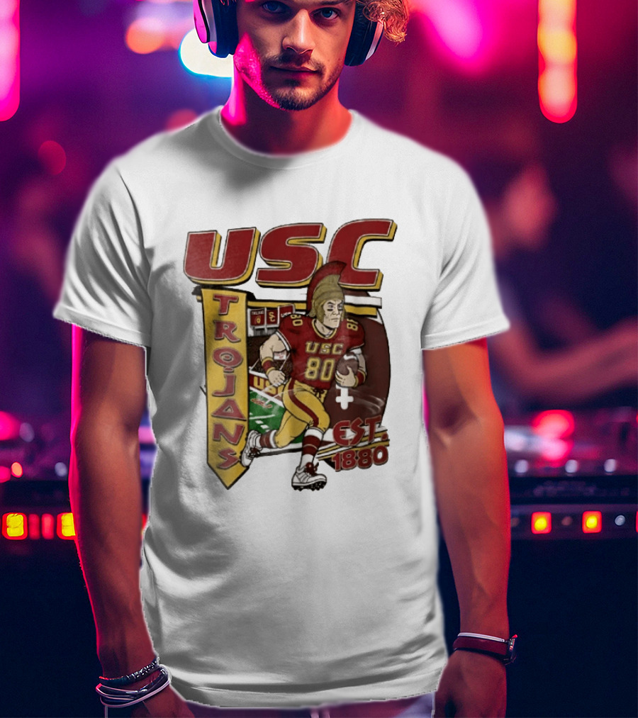 USC Trojans Football Player Cartoon Scoreboard Est 1880 T-Shirt