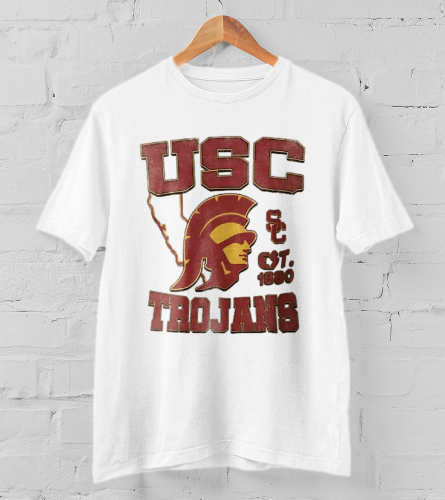 USC Trojans Est 1880 Helmet California State Map Sign T-Shirt