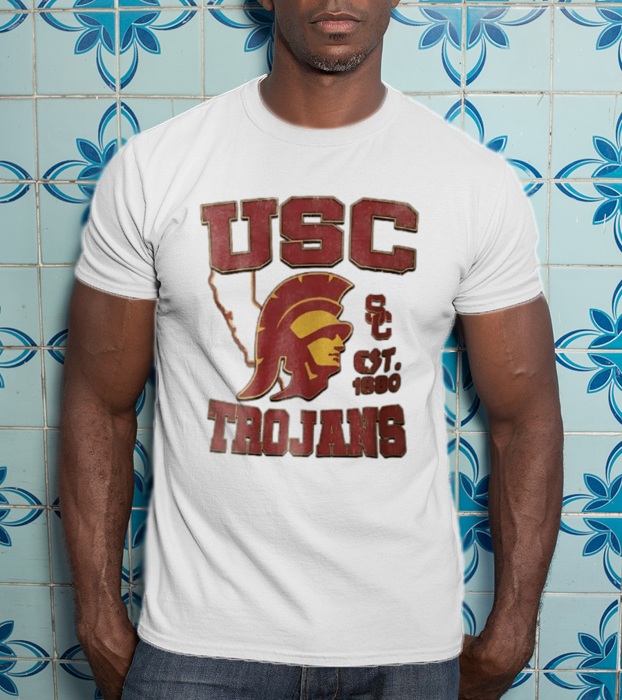 USC Trojans Est 1880 Helmet California State Map Sign T-Shirt