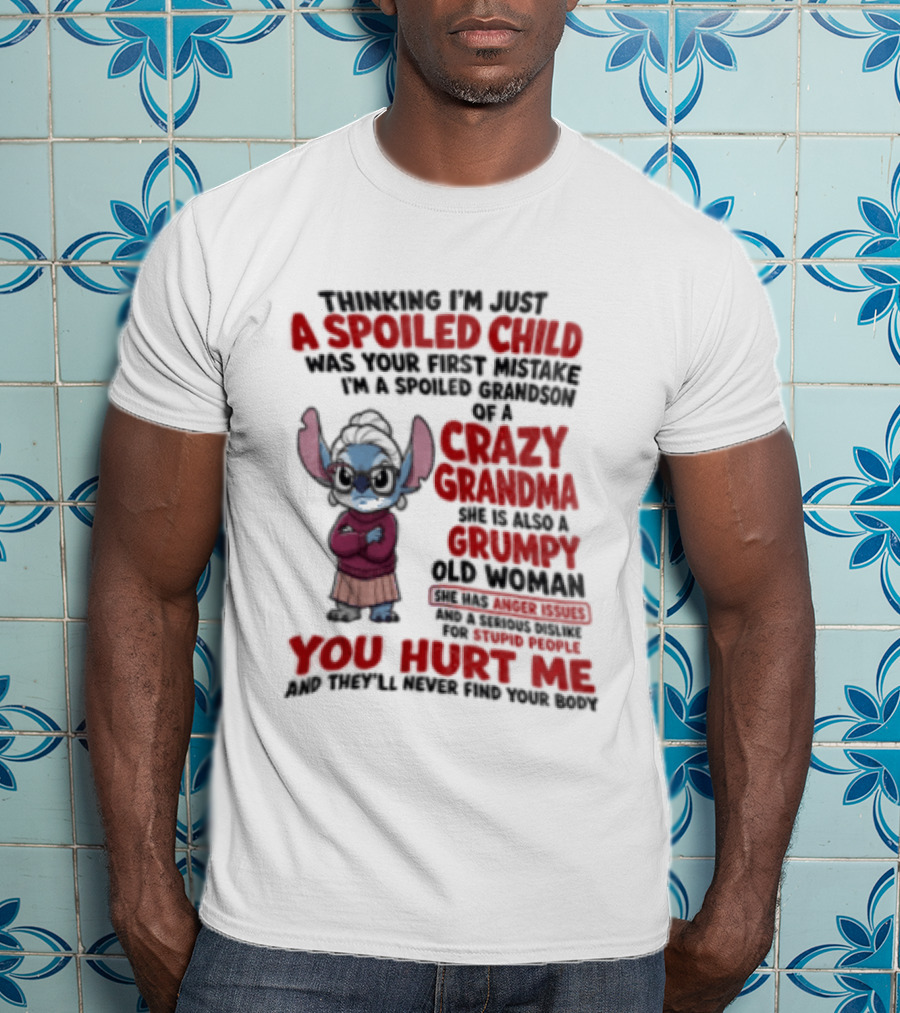 Thinking I'm Just A Spoiled Child Was Your First Mistake Crazy Grandma Stitch You Hurt Me T-Shirt
