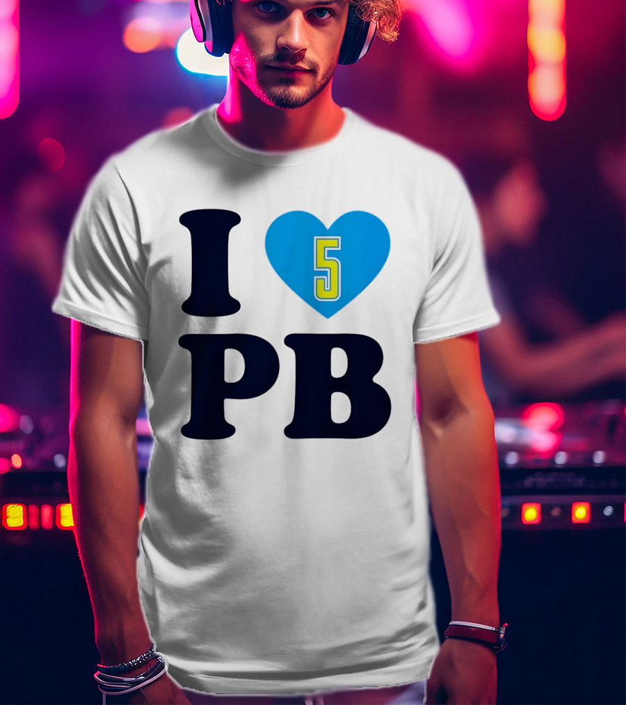 I Love PB Heart 5 Blue And Yellow T-Shirt