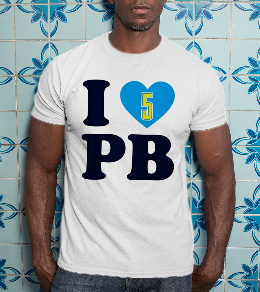 I Love PB Heart 5 Blue And Yellow T-Shirt