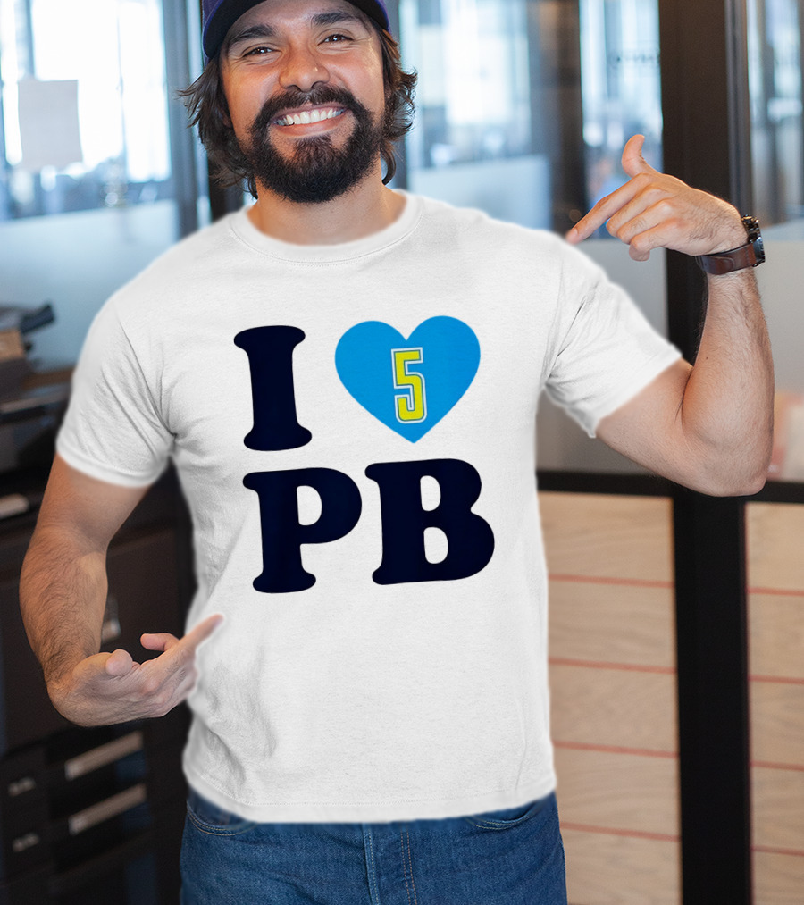 I Love PB Heart 5 Blue And Yellow T-Shirt