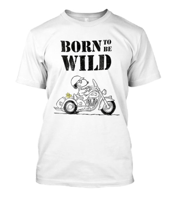 Born To Be Wild Snoopy Woodstock Motorcycle Distressed Cartoon T-Shirt
