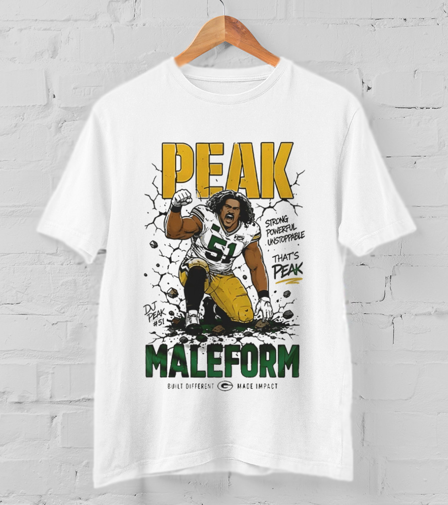 Peak Maleform Green Bay Packers #61 Strong Powerful Unstoppable T-Shirt