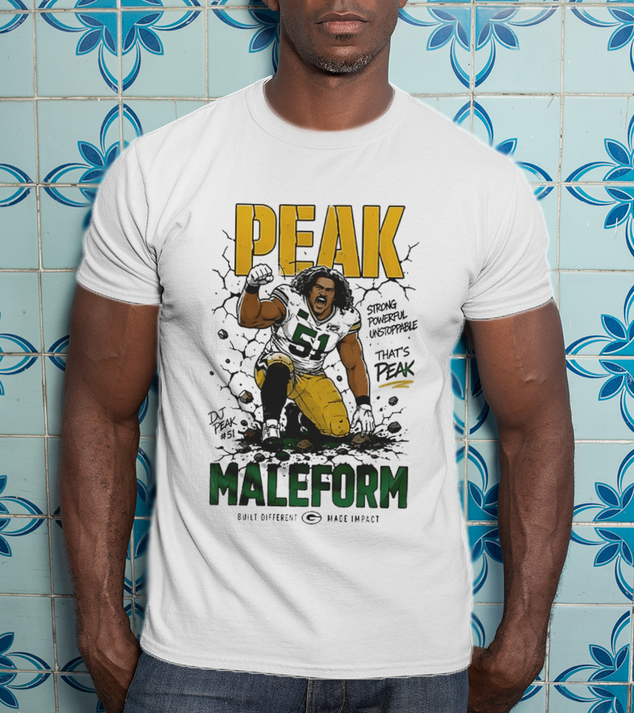 Peak Maleform Green Bay Packers #61 Strong Powerful Unstoppable T-Shirt