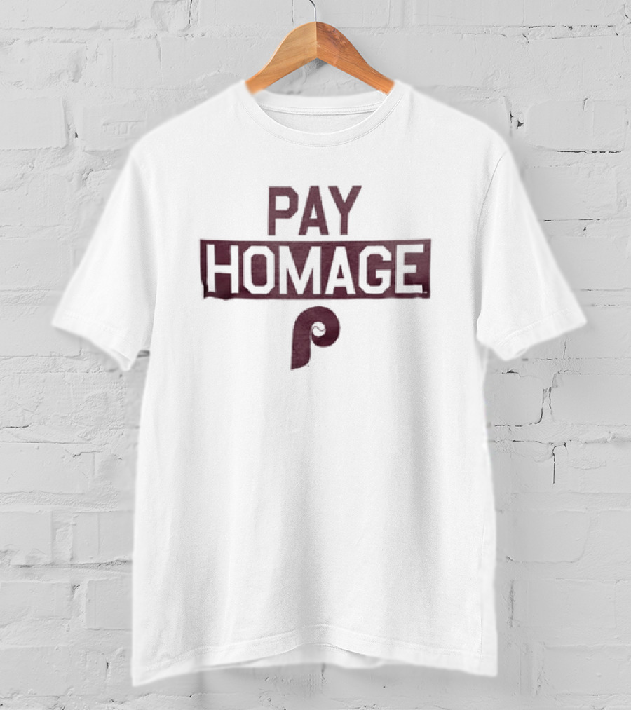 Philadelphia Phillies Pay Homage Maroon Wood Grain T-Shirt
